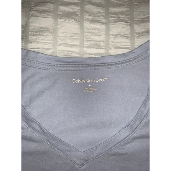 Calvin Klein V-Neck Logo Tee Lavender Blue Women’s 3X - Picture 6 of 7
